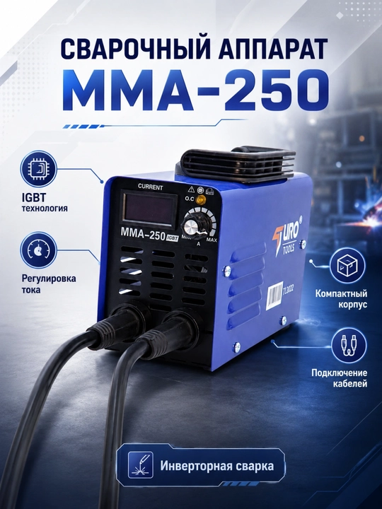 Сварочный инвертор TURO MMA-285, 140–560В, 220В/380В, DC сварка - 
