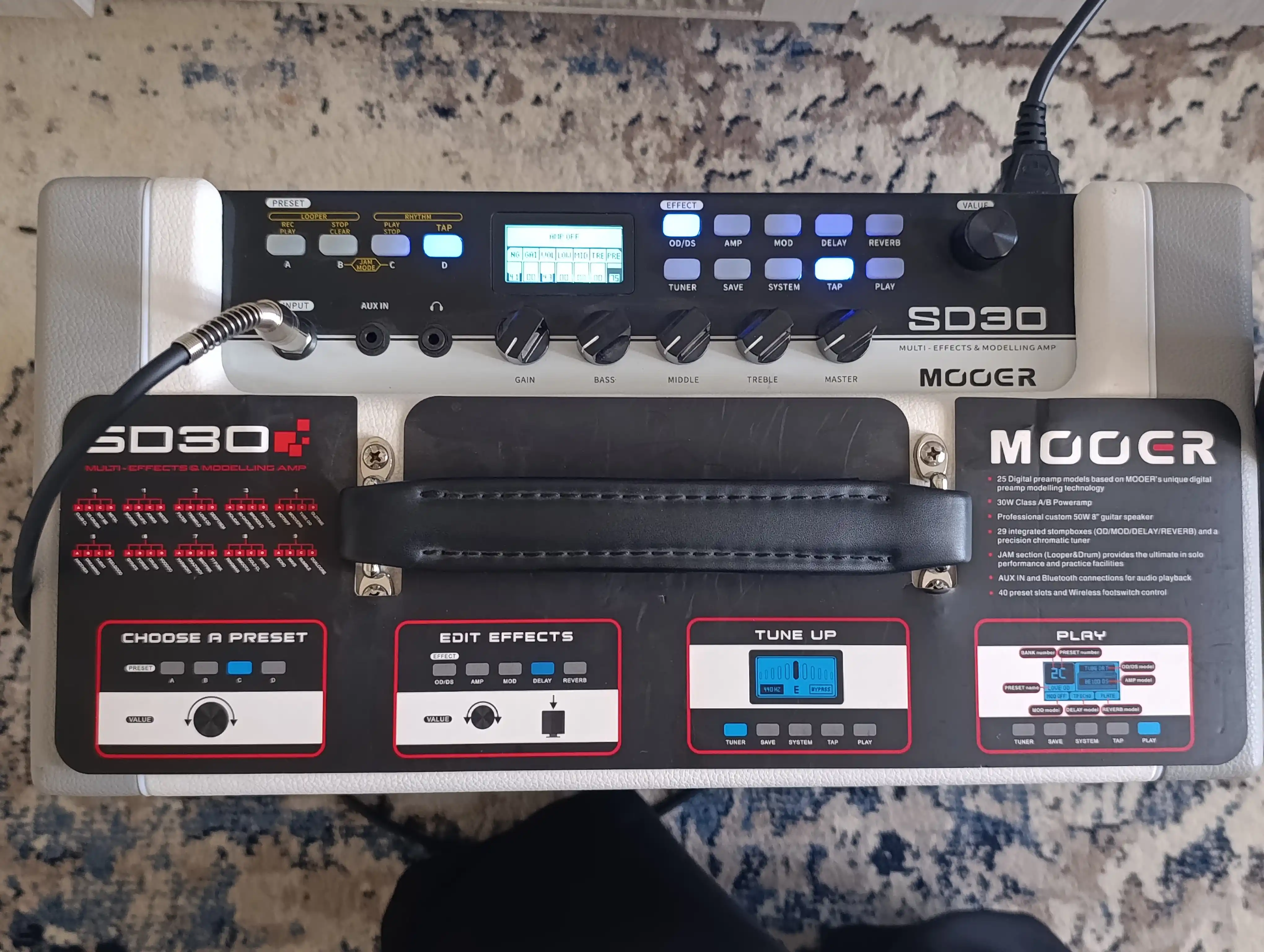 Mooer SD30 Multi-Effekt va Modelling Gitara Kuchaytirgichi