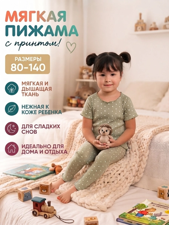 Bolalar kiyimi, qizlar uchun pijama, uy kiyimi, paxta, 1-7 yosh uchun dvoyka - 