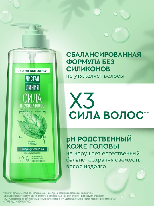 Chistaya Liniya qichitqi bilan mustahkamlovchi shampun, 750 ml
