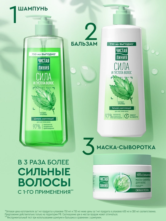 Chistaya Liniya qichitqi bilan mustahkamlovchi shampun, 750 ml