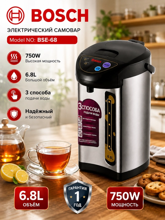 BOSCH, BSE-68, 6.8L, Термопот, электрочайник, термос, водонагреватель