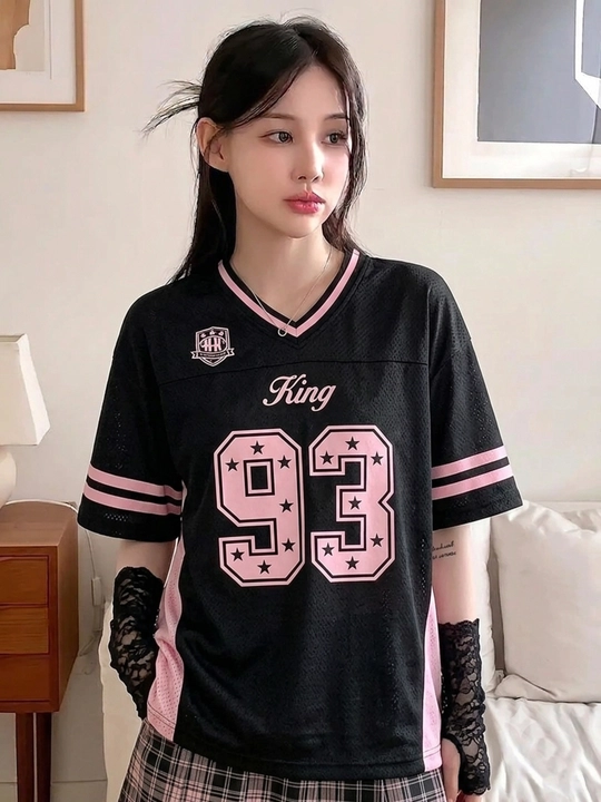 Ayollar uchun pushti oversize sport futbolkasi 93 - 