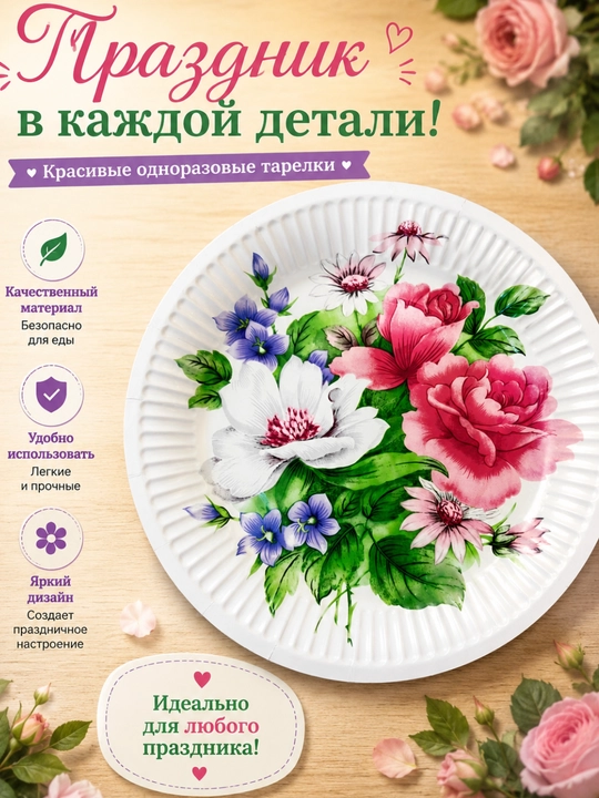 Одноразовые тарелки и одноразовая посуда для праздников, мероприятий и дней рождения - 