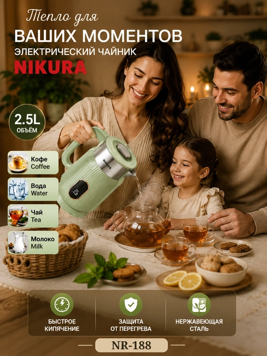 NIKURA NR-188 elektr choynagi (yashil) - qulay va sifatli