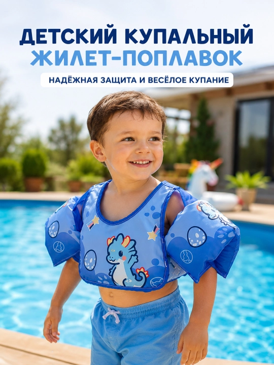 Жилет для плавания с нарукавниками, детский, не надувной - 