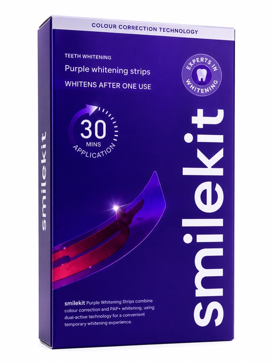 Отбеливающие полоски для зубов, 14 пар - SmileKit Фиолетовые отбеливающие полоски