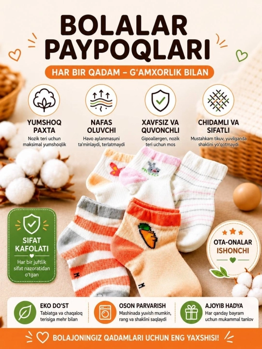 Qizlar uchun paypoqlar, toʻplamda 5 dona, yozgi havo o'tkazuvchi - 
