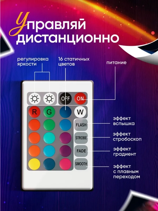 Лампа закат с пультом RGB 16 цветов 4 режима декоративный светильник для комнаты