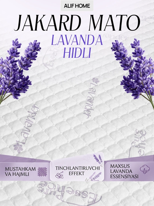 Sirpanmaydigan stop materialli namatrasnik lavanda va muzdek mato xususiyatli, bambuk mato
