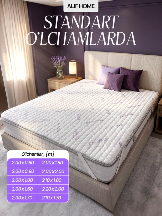 Sirpanmaydigan stop materialli namatrasnik lavanda va muzdek mato xususiyatli, bambuk mato