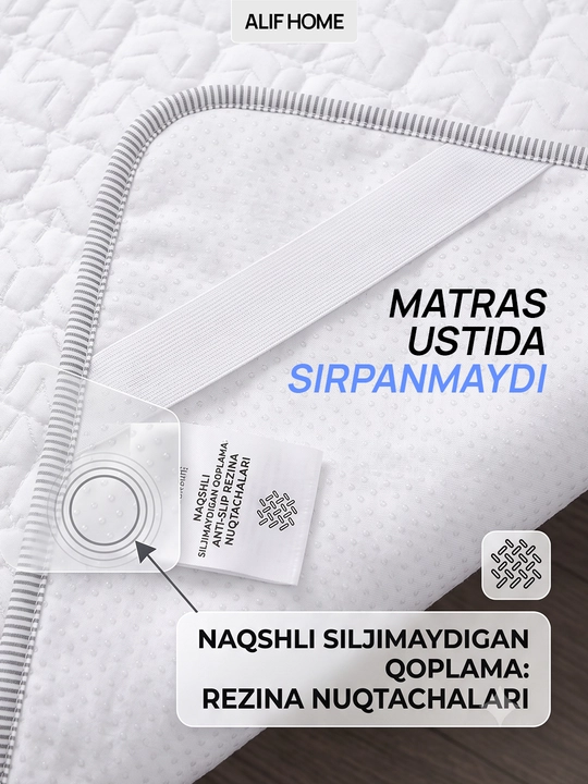 Sirpanmaydigan stop materialli namatrasnik lavanda va muzdek mato xususiyatli, bambuk mato