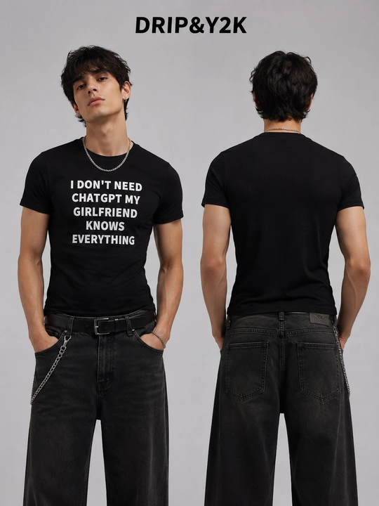 Erkaklar uchun CHGTP Slim Fit futbolkasi / Tanaga yopishib turuvchi / Stretch / Streetwear