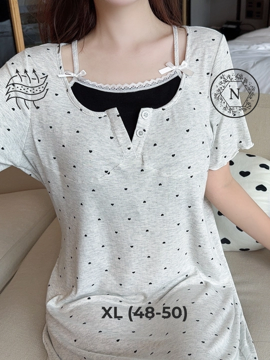Ayollar tungi ko'ylagi, nafas oladigan, erkin biqim, uy uchun, L-XL - 