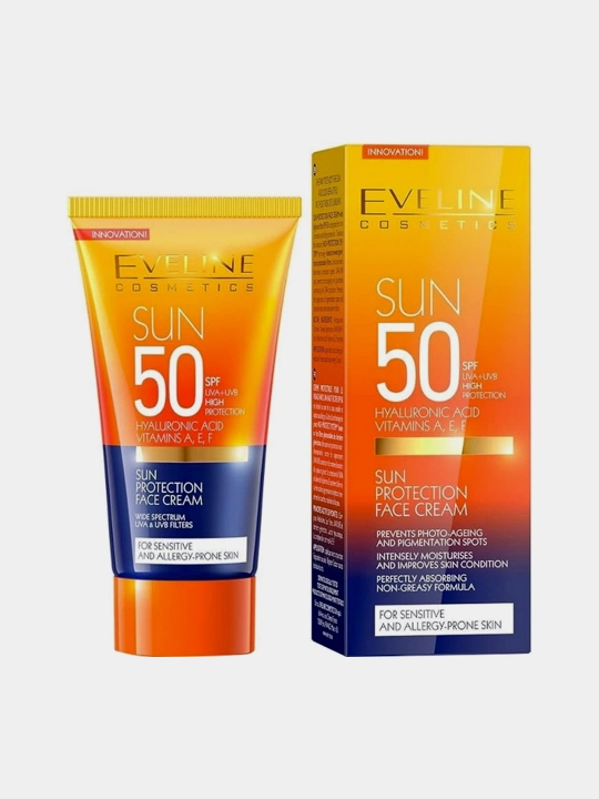 Sezgir teri uchun SPF50 filtrli yuz uchun quyoshdan himoyalovchi emulsiya, 50 ml