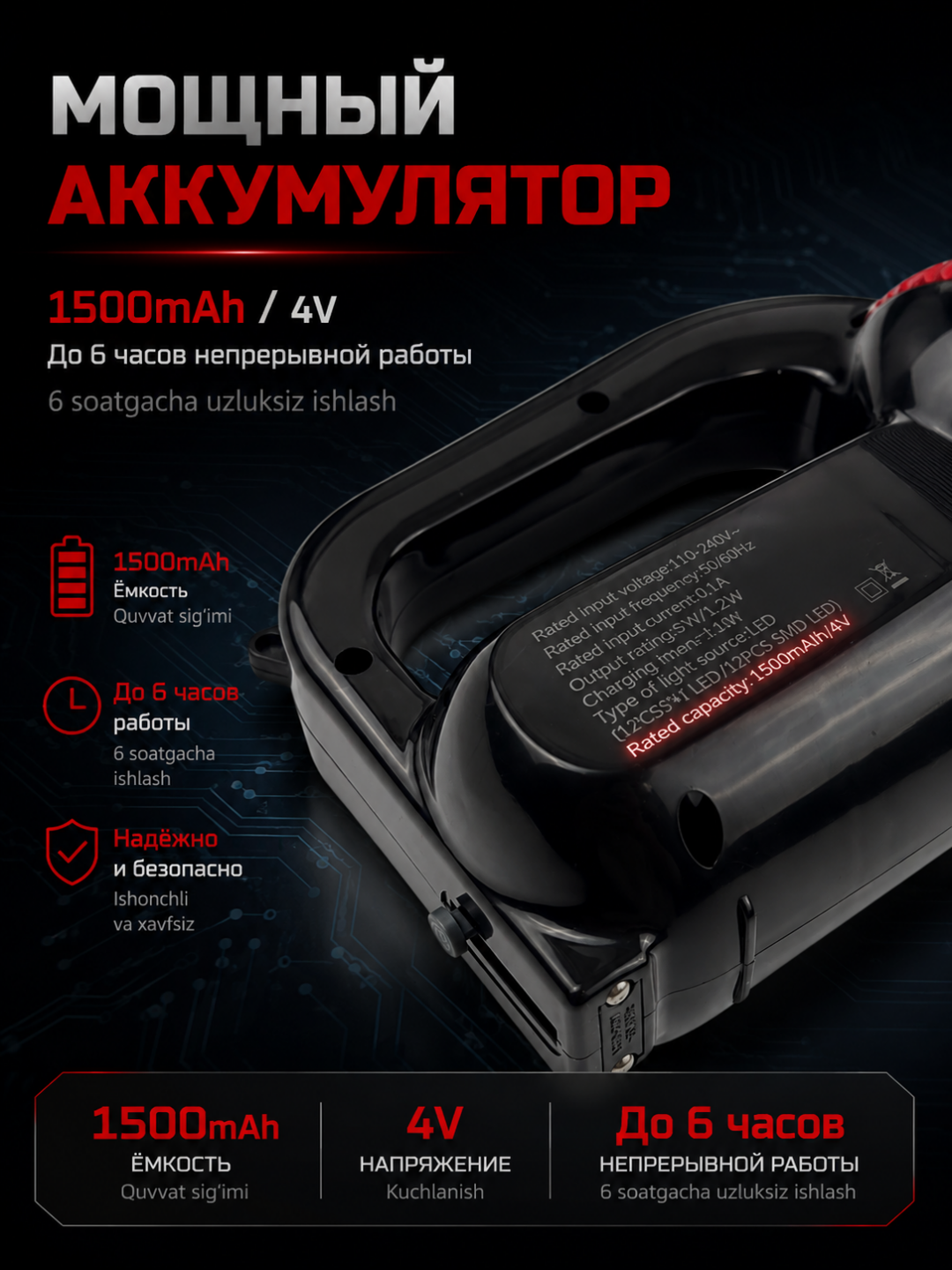 FA-2623 ko'p funksiyali qayta zaryadlanuvchi LED fonar kuchli yorug'likli portativ chiroq