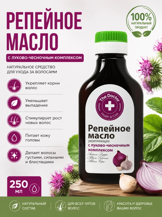 Репейное масло Домашний Доктор 100мл: против выпадения и для роста волос - 