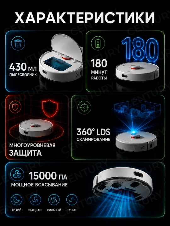 Robot changyutgichlar Xiaomi Robot Vacuum S40, S40C, S40 Pro va H40, quvvati 10000pa gacha