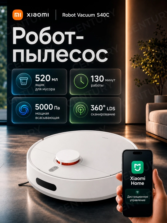 Robot changyutgichlar Xiaomi Robot Vacuum S40, S40C, S40 Pro va H40, quvvati 10000pa gacha - 
