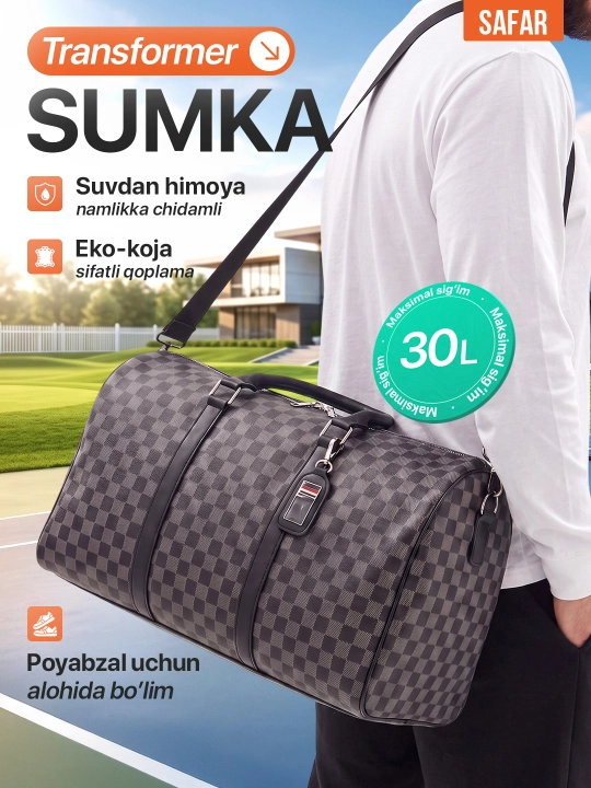 Erkaklar uchun charm sumka-ryukzak, sport va sayohat charm sumkasi - 