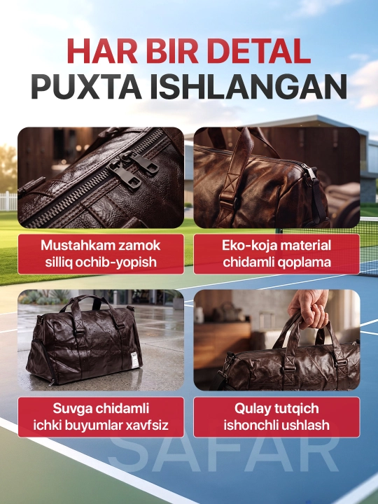 Erkaklar uchun charm sumka-ryukzak, sport va sayohat charm sumkasi