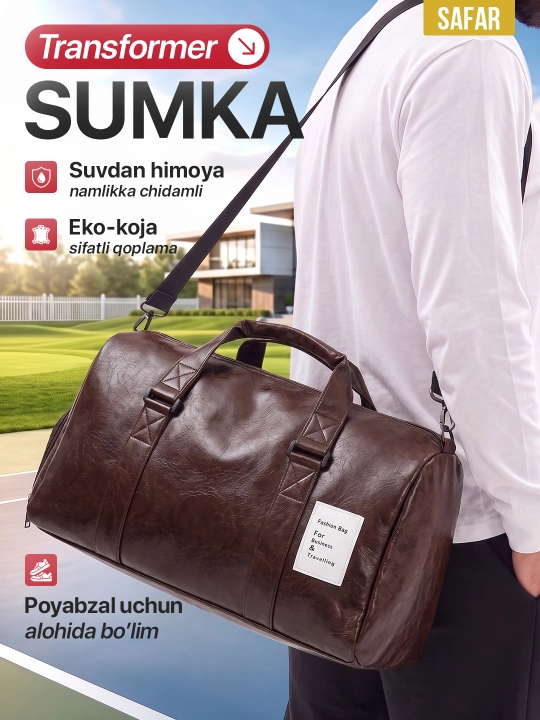 Erkaklar uchun charm sumka-ryukzak, sport va sayohat charm sumkasi - 