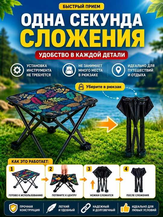 Раскладной стул для кемпинга, рыбалки, охоты и туризма, выдерживает до 200 кг