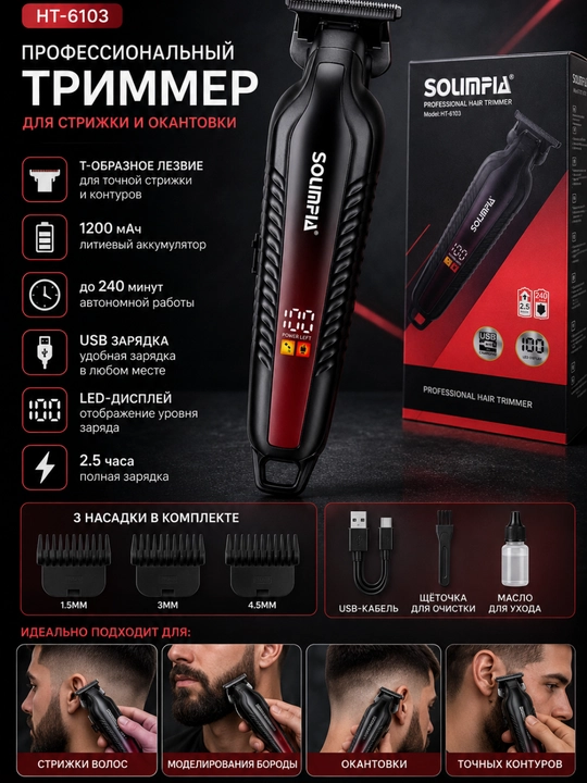 Trimmer soch va soqol olish mashinasi HT-6103 - 