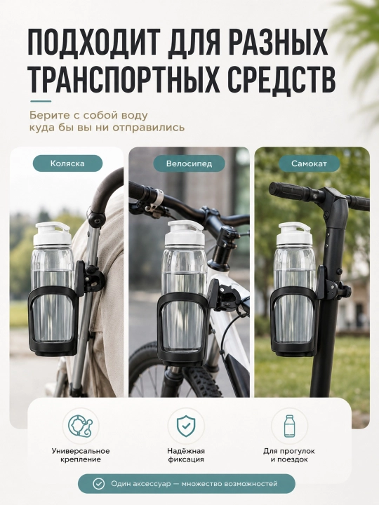Aravacha, velosiped va samokat uchun universal stakan ushlagich