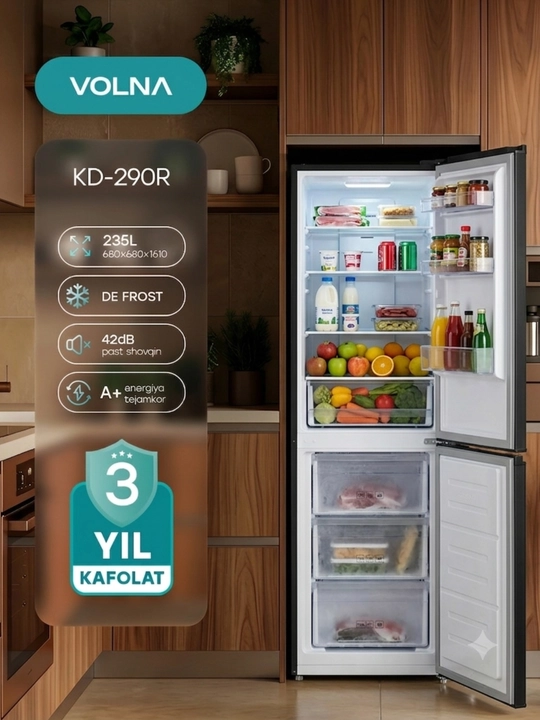 Sovutgich | VOLNA 290 DS | Ikki kamerali sovutgich | 290L DE FROST | A+