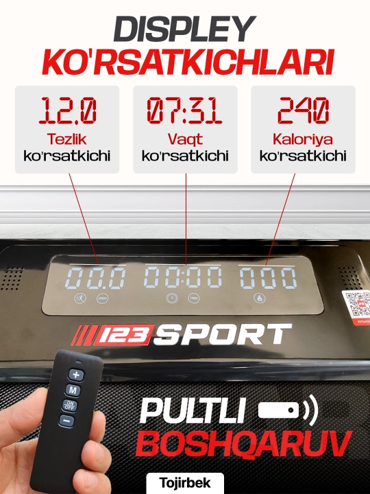 Yugurish yo‘lagi, maishiy, elektr, yig‘ma, 1-10 km/soat