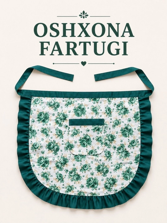 Oshxona fartugi, suv o‘tkazmaydigan, cho‘ntakli, universal o‘lcham, qulay va sifatli - 