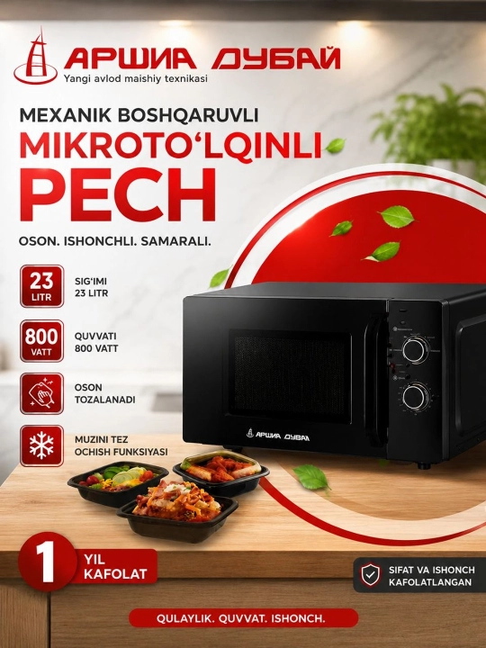 Arshia Dubai 23 litr mikroto'lqinli pech
