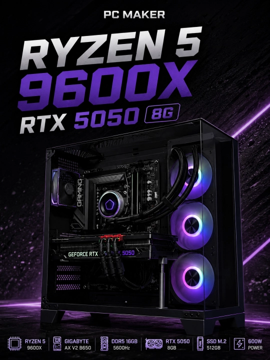 Ryzen 5 9600X kompyuteri,O‘yin kompyuteri - 