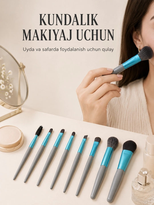 Набор кисточек для макияжа, 8 шт