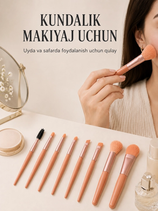 Набор кисточек для макияжа, 8 шт