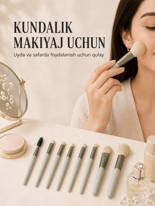 Набор кисточек для макияжа, 8 шт