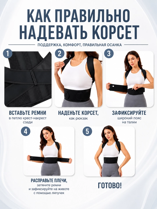 Orqa va bel uchun ortopedik korset, qomat tuzatuvchi, uniseks