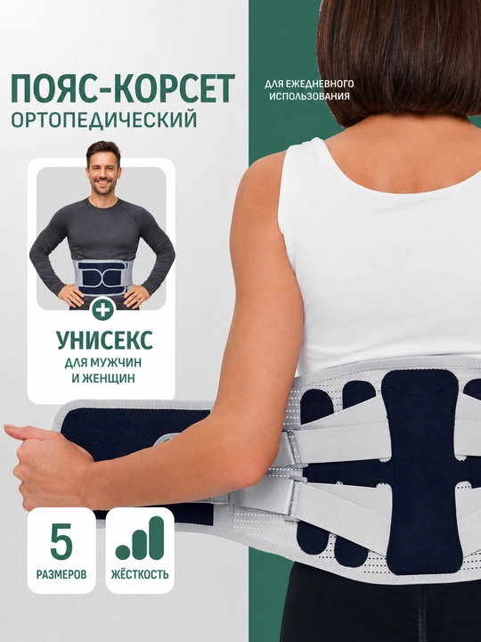 Ортопедический корсет для спины и поясницы, корректор осанки, унисекс - 