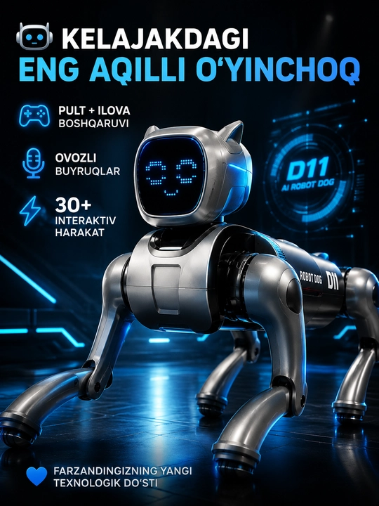 Умная Робот Собака D11, Голосовые Команды, Пульт, Bluetooth, Робот для Детей - 