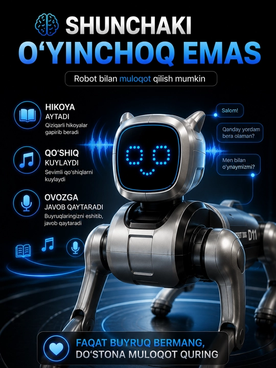 AI Robot It D11, Ovozli Buyruq, Pult va Ilova Boshqaruvi, Interaktiv Robot Kuchukcha