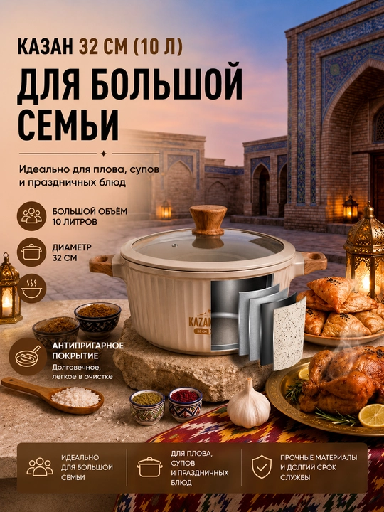 UAKEEN premium granit qozonlar to‘plami 5 ta buyumdan iborat kuyishga qarshi qoplama bilan - 