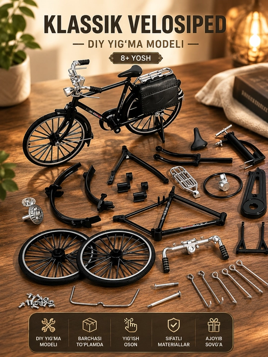 Мини велосипед-конструктор DIY, сборная модель, коллекционный сувенир - 