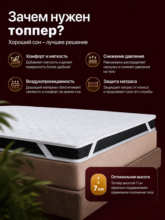 Матрас/топпер 7 см, для матраса и дивана