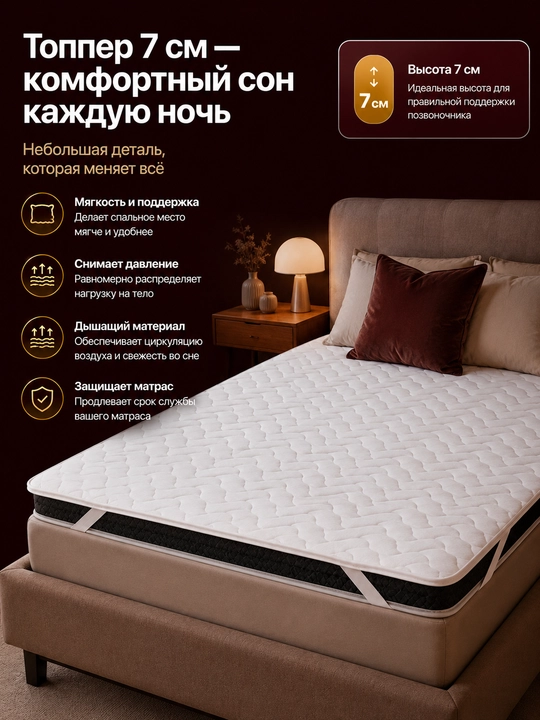 Матрас/топпер 7 см, для матраса и дивана