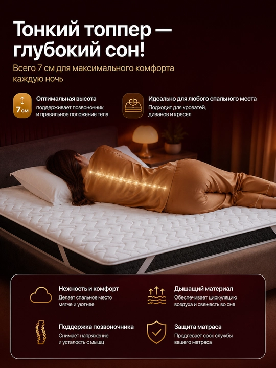 Матрас/топпер 7 см, для матраса и дивана