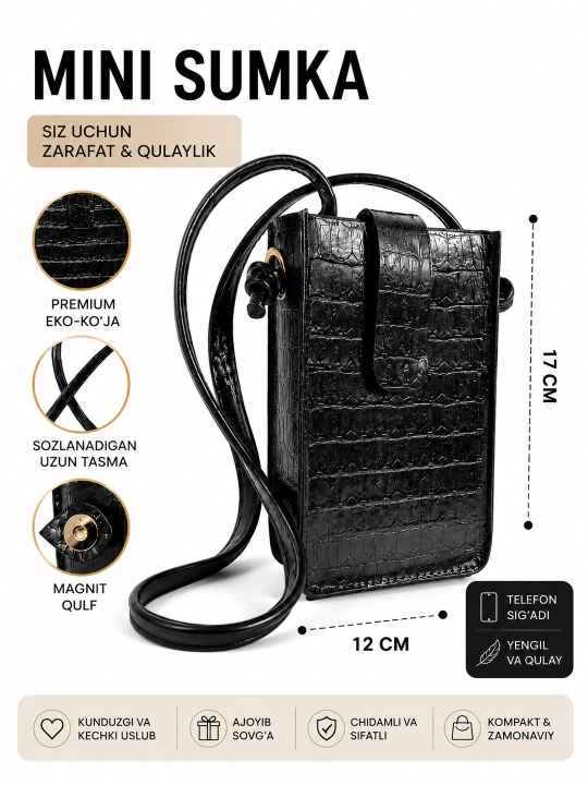 Mini sumka, telefon uchun sumka, ayollar sumkasi, telefon sumkasi, kichkina sumka
