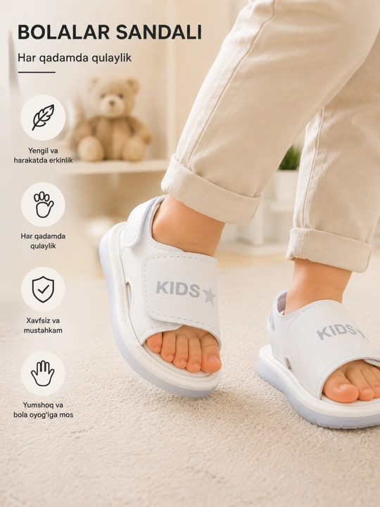 Bolalar uchun LED yoritgichli sandal, yumshoq, qulay yozgi sirpanmaydigan oyoq kiyim