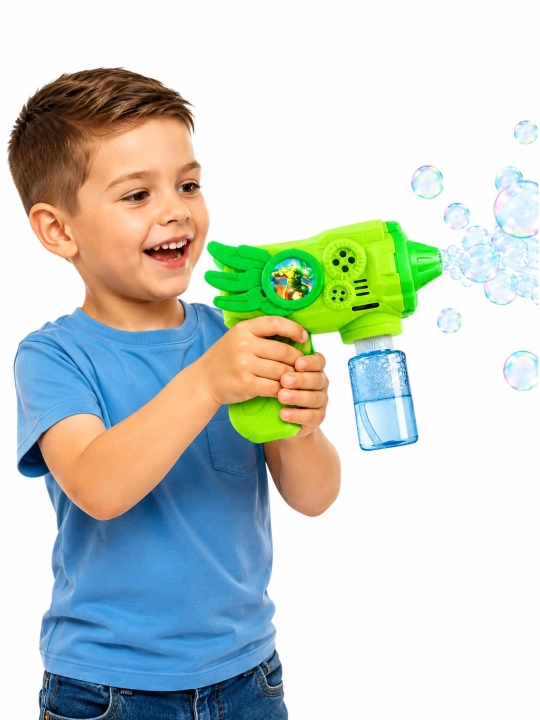 Bolalar Uchun Sovun Pufakchali Pistolet – Bubble Gun LED Chiroqli O‘yinchoq 3+