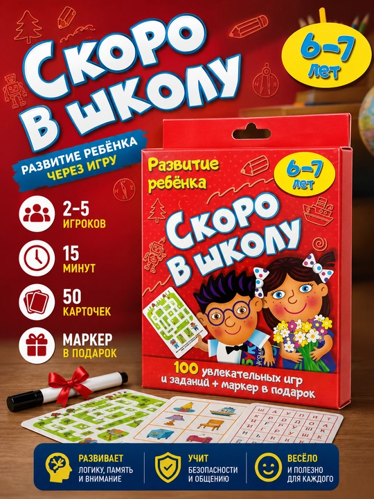 Развивающая игра «Скоро в школу» (6–7 лет) - 